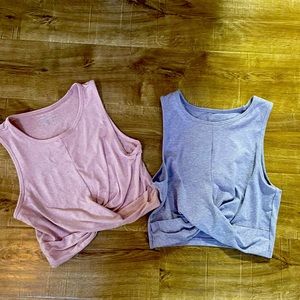 Cropped Workout Top - Women’s Medium - 2 shirts - pink and purple Yogalicious